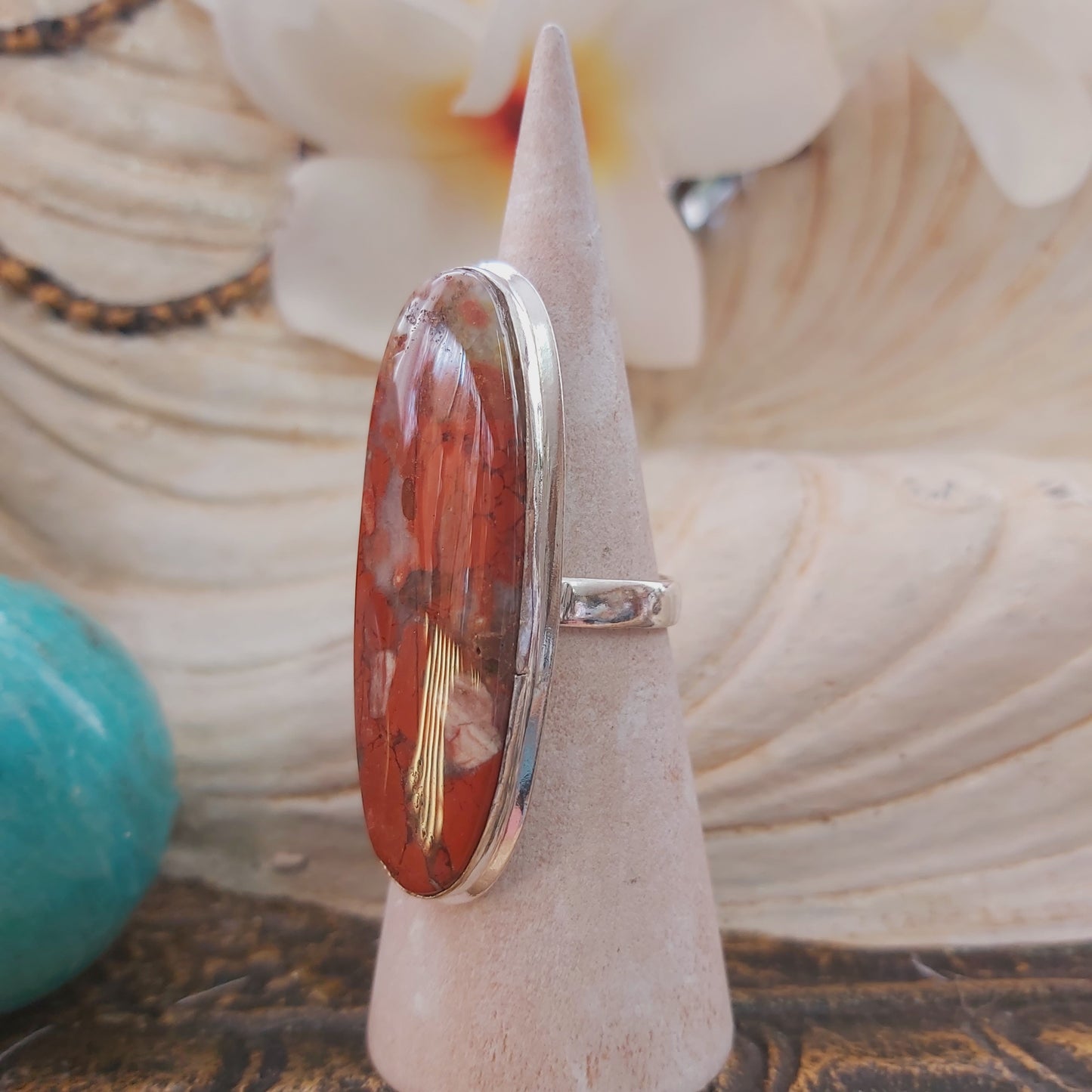 Red Jasper Empowerment Gemstone Ring US 8 (E2194)