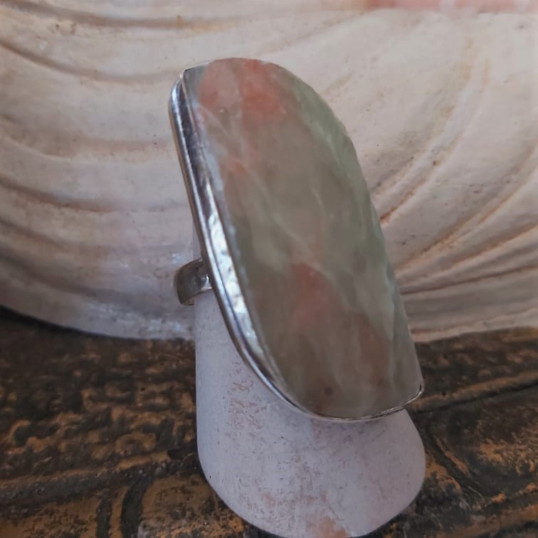 Aqua Seraphinite Angelic Realm Gemstone Ring Size US 9.5 (E2430)