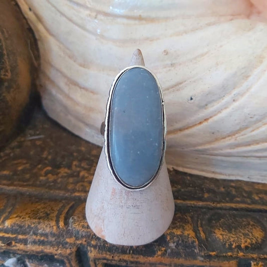 Angelite Inner Peace Gemstone Ring Size US 8.5 (E2449)