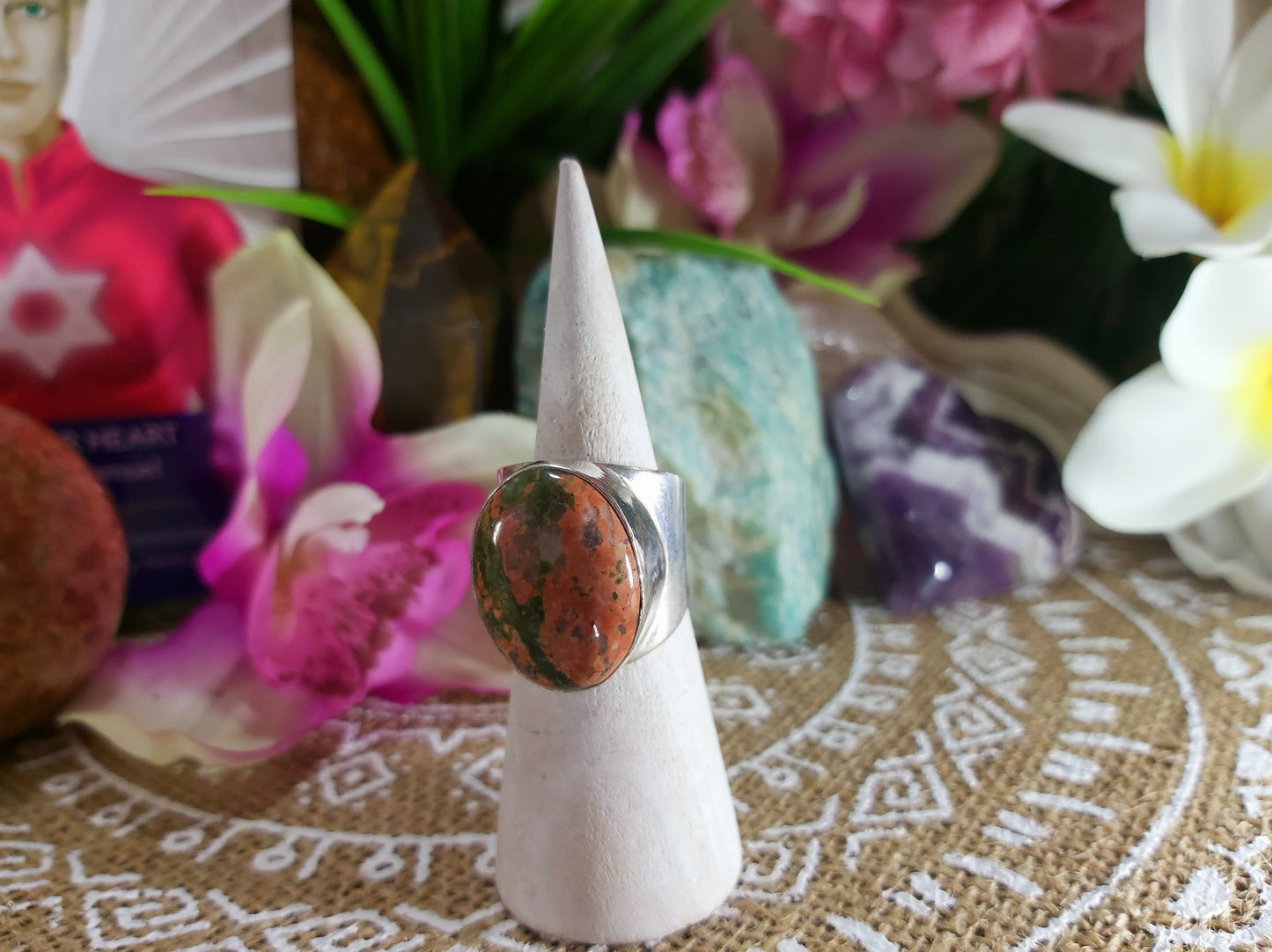Unakite Emotional Release Ring Size US 8 (E248)