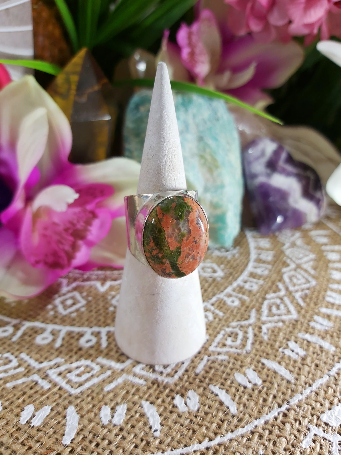 Unakite Emotional Release Ring Size US 8 (E248)