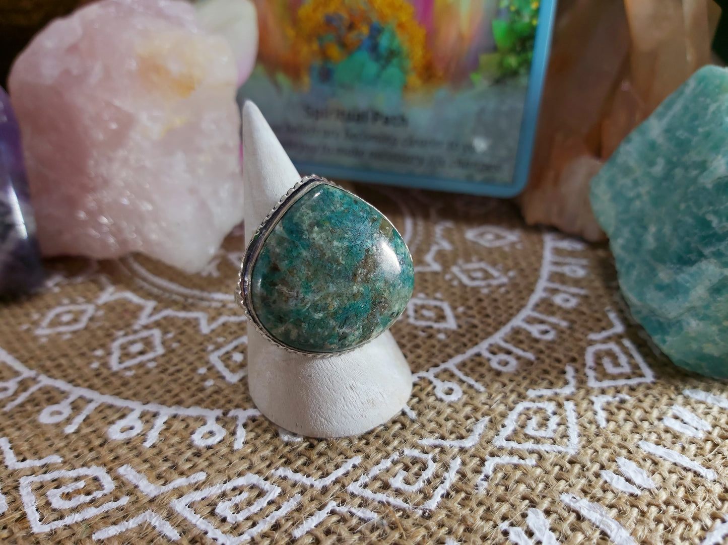 African Turquoise Spiritual Ring Size US 9.5 (E335)
