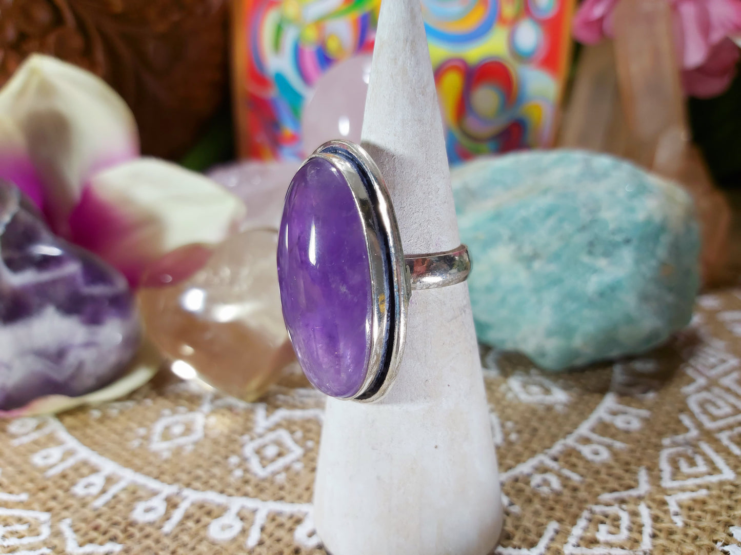 Amethyst Soul Star Protection Ring Size US 6 (E471)
