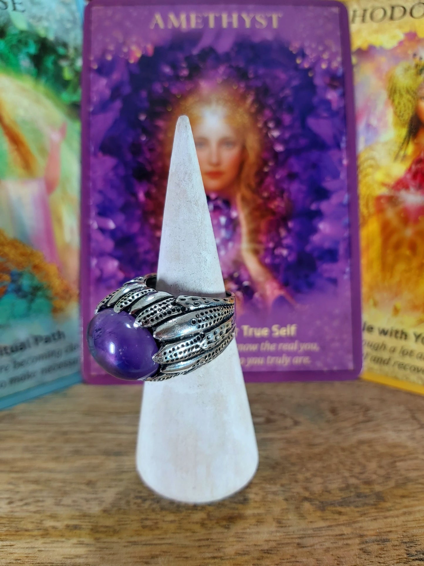 Amethyst Peaceful Energy Ring Size US 7 (E70)