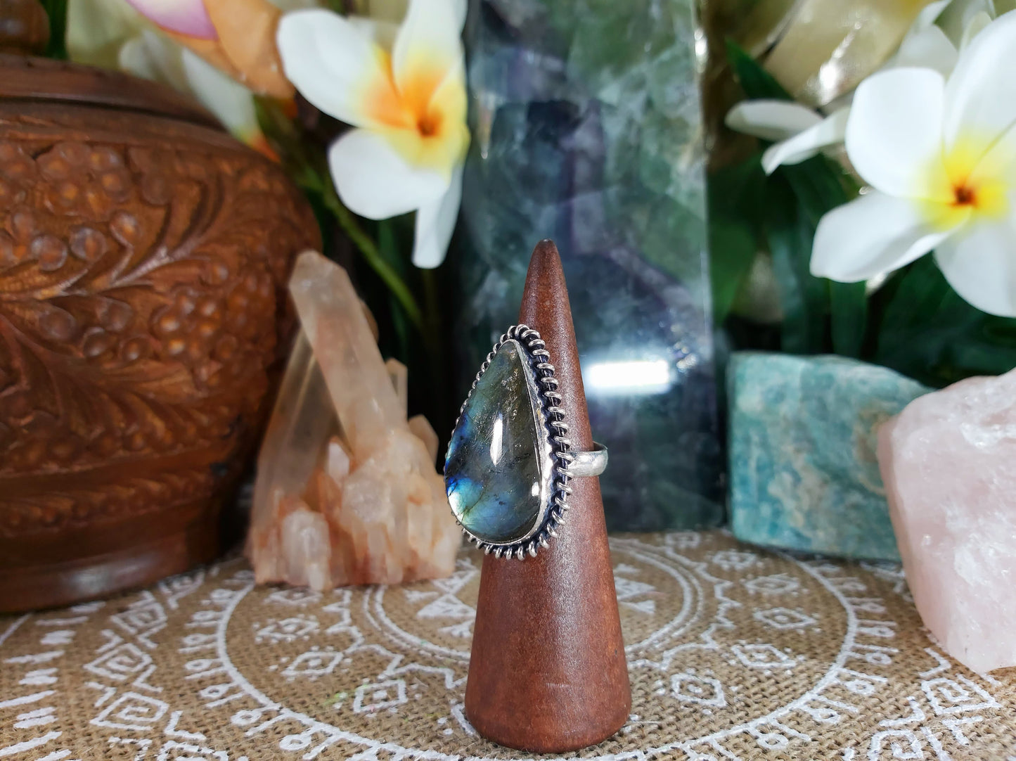 Labradorite Inner Spirit Gemstone Ring Size US 8 (E755)