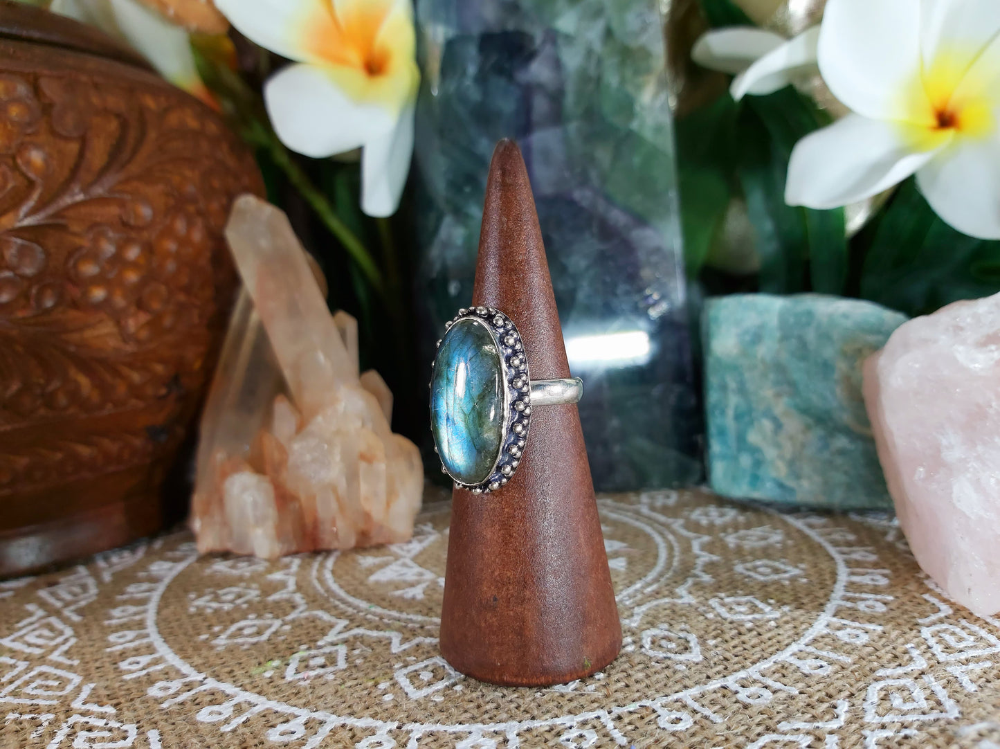 Labradorite Inner Spirit Gemstone Ring Size US 8 (E757)