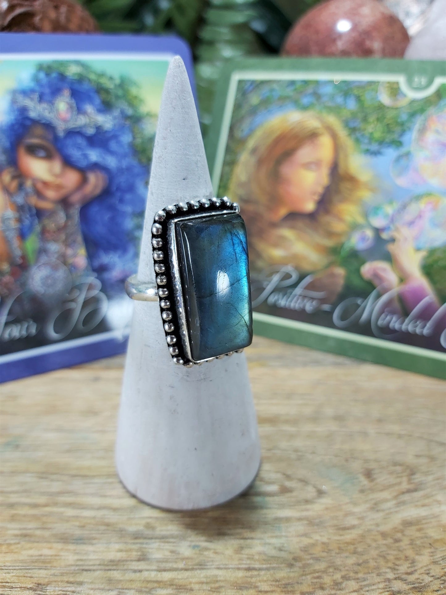 Labradorite Aura Protection Ring Size US 8.5 (E8)