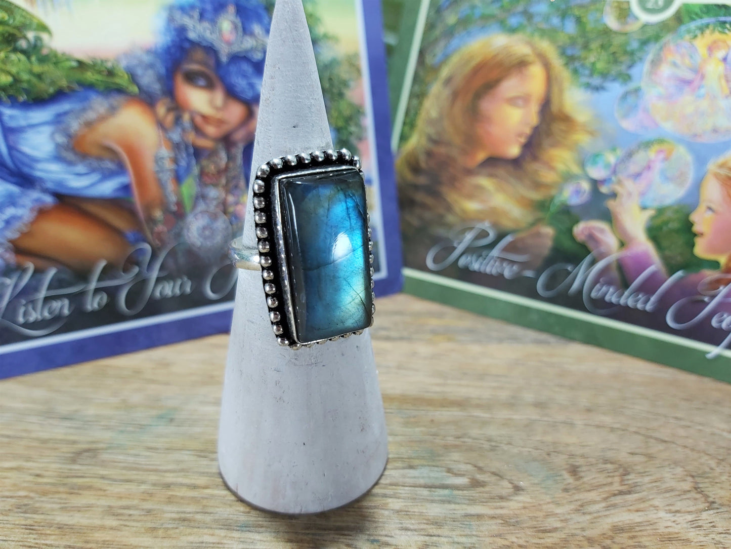 Labradorite Aura Protection Ring Size US 8.5 (E8)