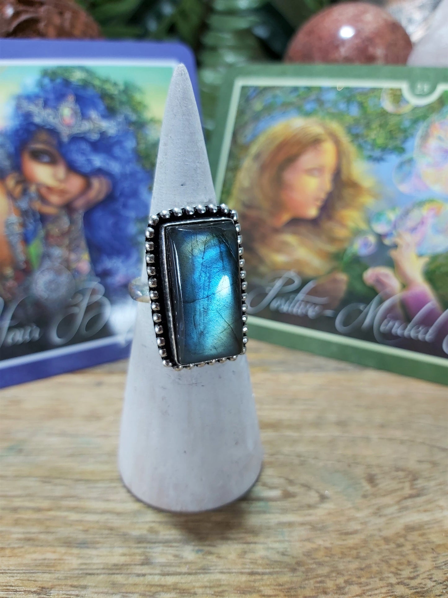 Labradorite Aura Protection Ring Size US 8.5 (E8)