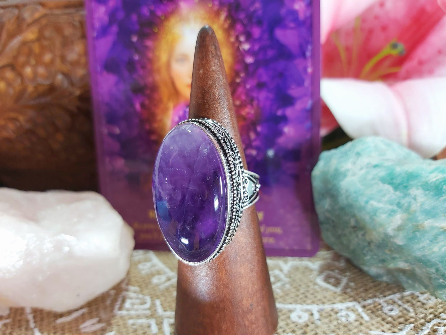 Amethyst Soul Star Protection Ring Size US 9 (E934)