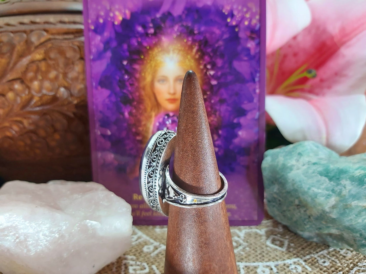 Amethyst Soul Star Protection Ring Size US 9 (E934)