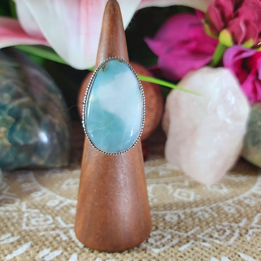 Larimar Emotional Healing Gemstone Ring US 8 (E1127)