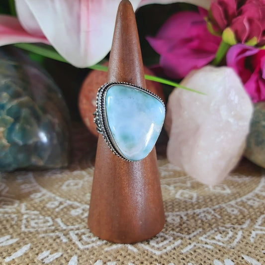 Larimar Emotional Healing Gemstone Ring US 8.5 (E1129)