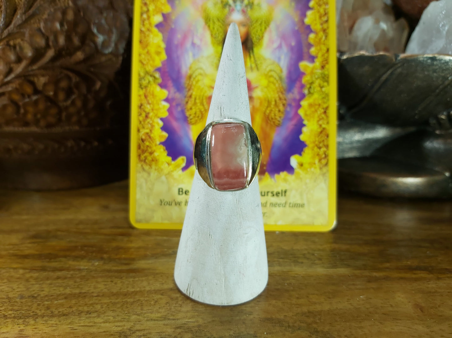 Rhodochrosite Love Ring Size US 8 (E90)