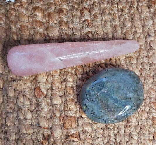 Rose Quartz & Labradorite Crystal 138 gms (GEM111)