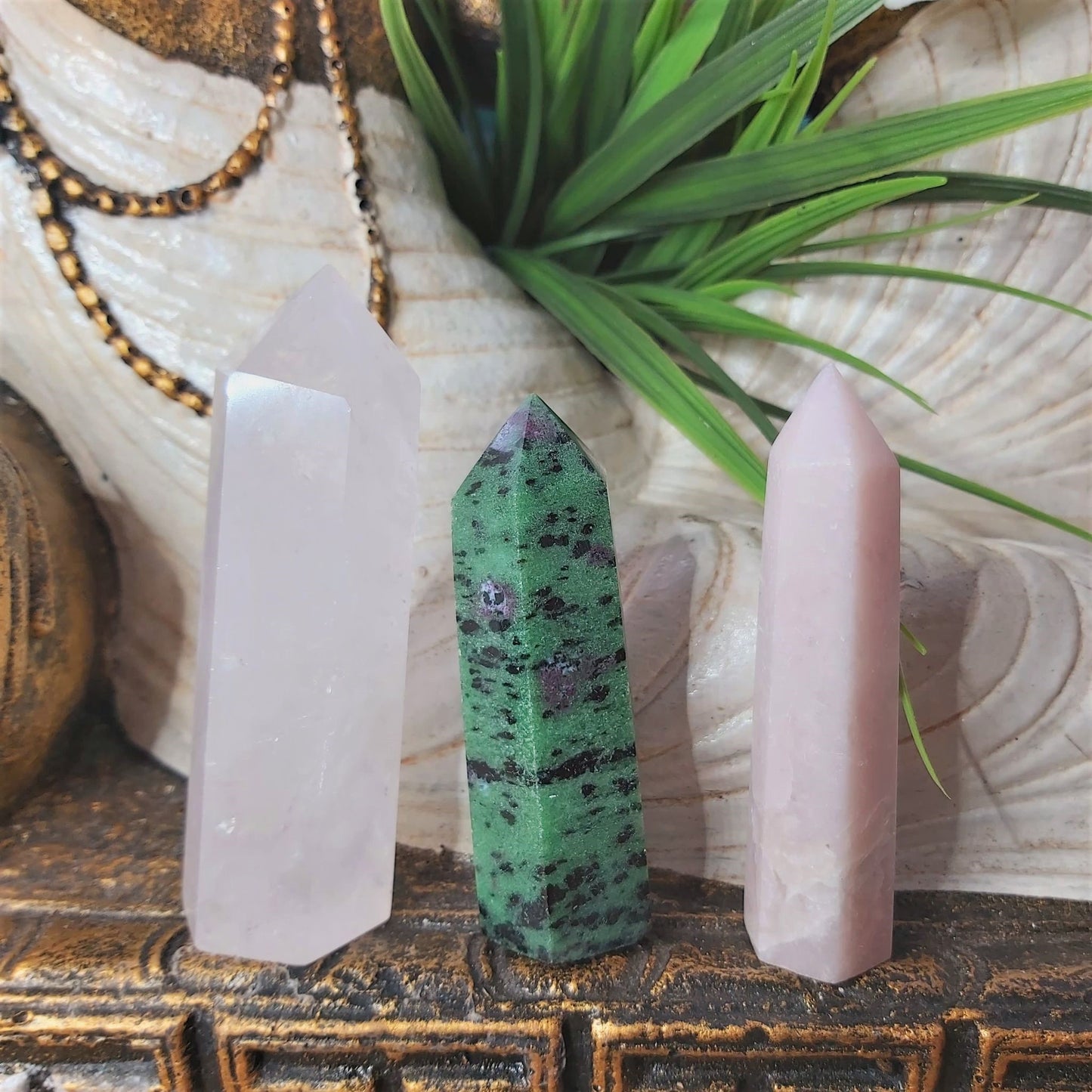 Pink Opal, Ruby Zoisite, & Rose Quartz Points 205 gms (GEM174)