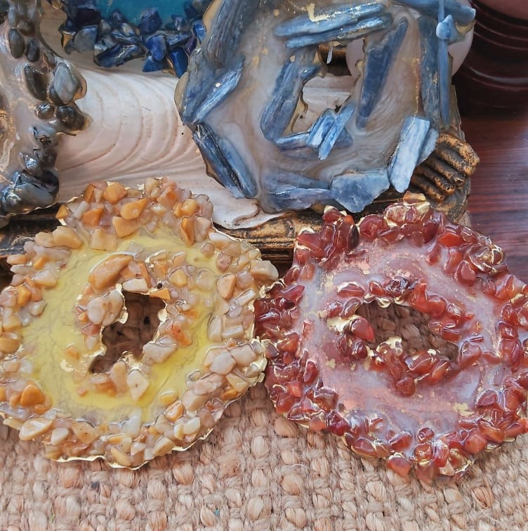 7 Pack Chakra Crystal Gemstone & Resin Geode (GEO13)