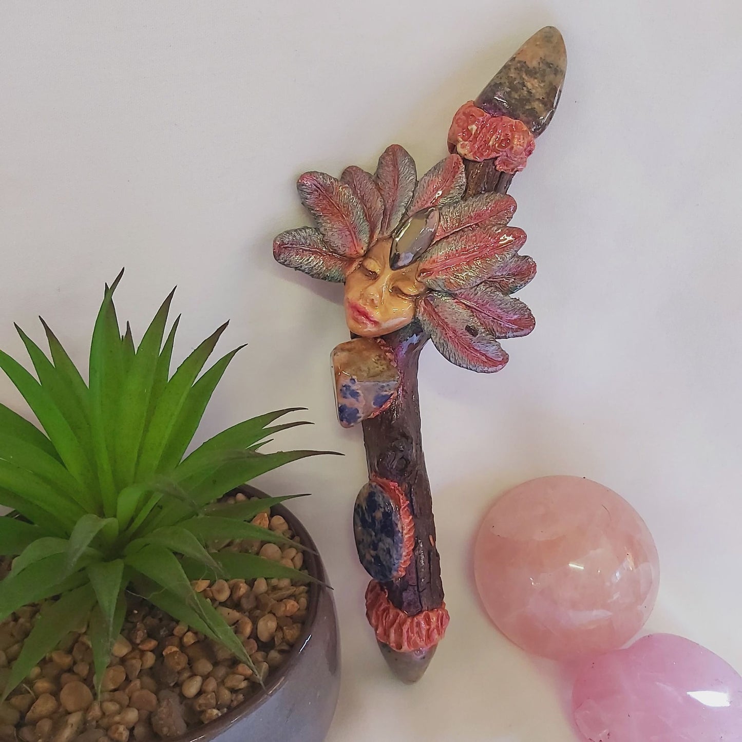 Handmade Chaline Sodalite Gemstone Crystal Healing Wand (#183)