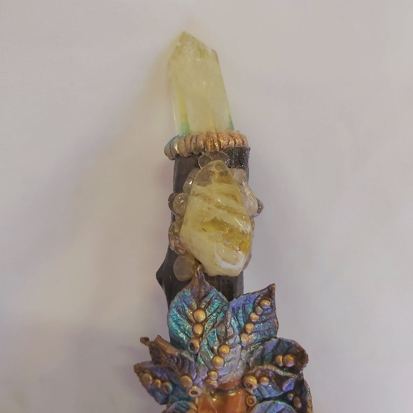 Handmade Dioya Citrine Gemstone Crystal Healing Wand (#185)