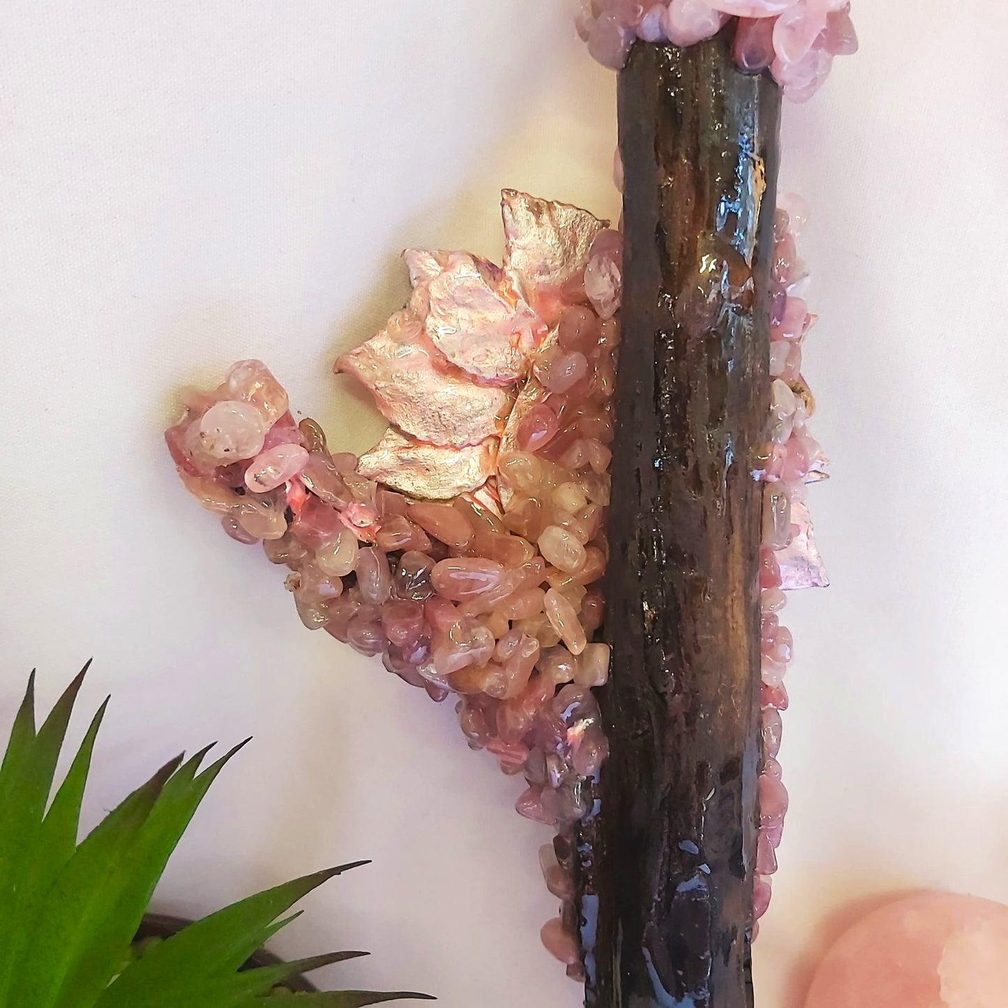 Maia Rose Quartz & Calcite Gemstone Crystal Healing Wand (#187)