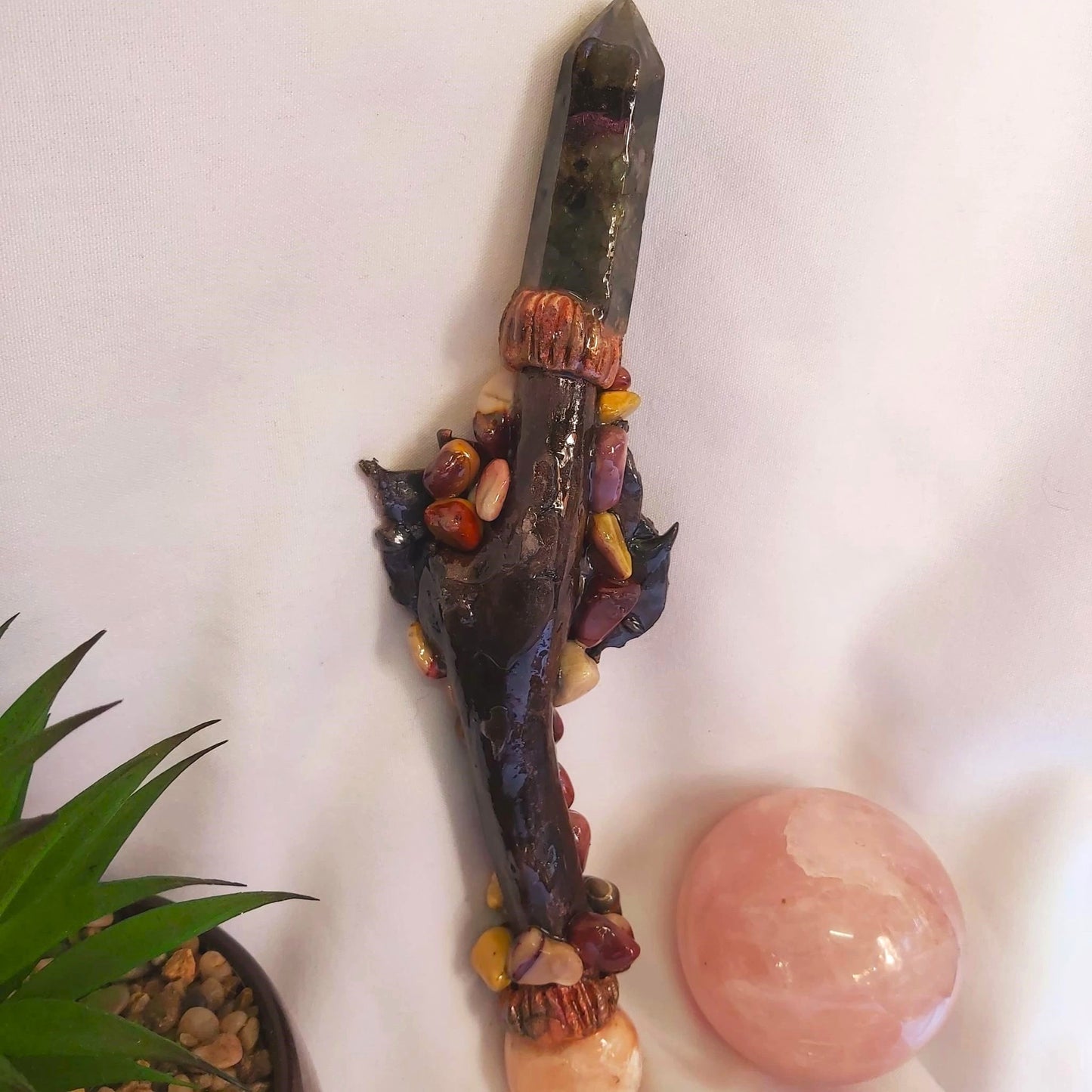 Mokaya Labradorite, Scolecite & Mookaite Gemstone Crystal Healing Wand (#196)