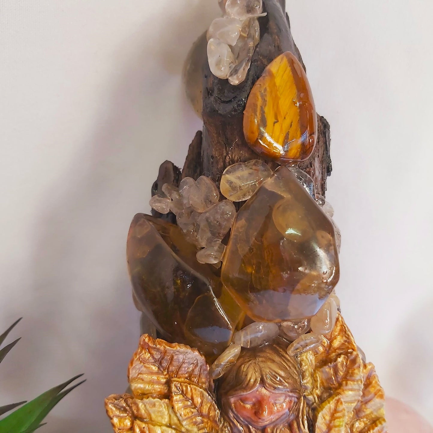 Handmade Lemoka Citrine & Tiger Eye Gemstone Crystal Healing Wand (#199)